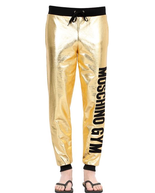 Moschino Metallic Gold Cotton Jogging Pants