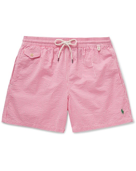 Polo Ralph Lauren Pink Traveler Striped Seersucker Swim Shorts for men