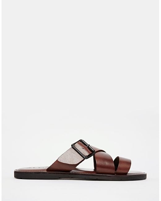ALDO Brown Sangha Leather Buckle Sandals for men