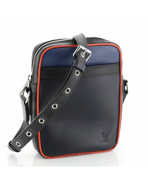 Louis Vuitton Danube Handbag Epi Leather And Damier Graphite Slim in Blue - Lyst
