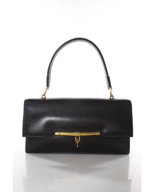 Women S Brown Leather Gold Tone Clip Lock Small Shoulder Handbag In Dust Bag