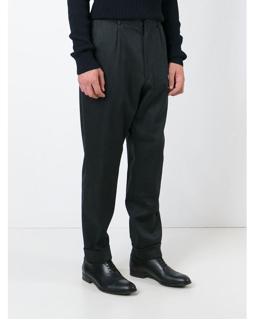 Dolce & Gabbana Gray Drop Crotch Suit Trousers for men