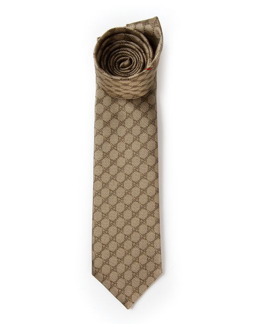 Gucci Brown Monogram Print Tie for men