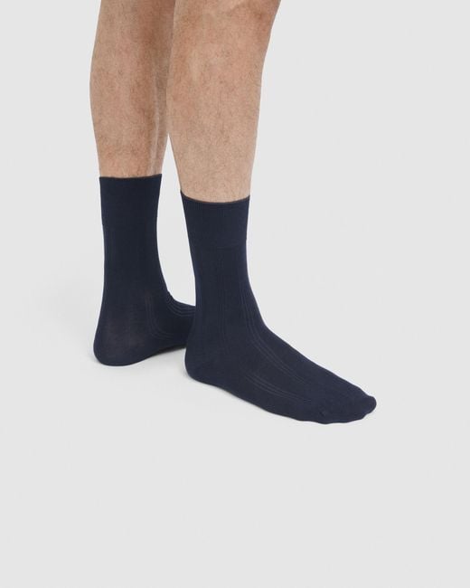 Ecco Blue Classic Ribbed Mid-Cut Socks for men