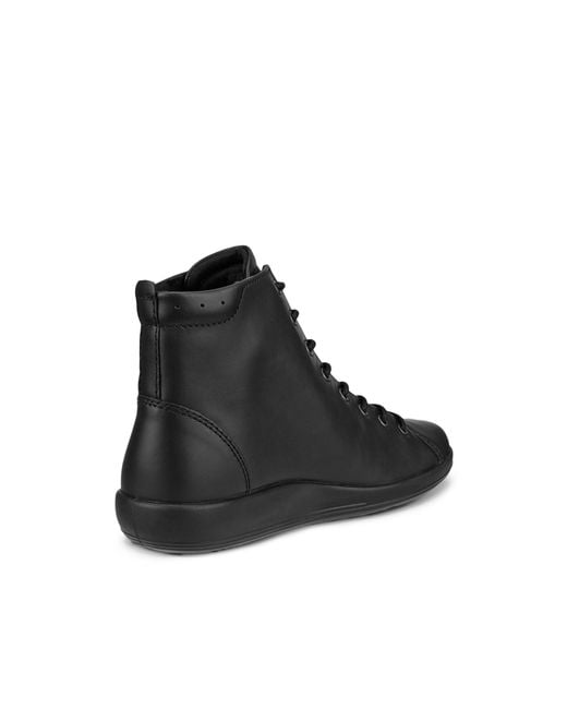 Ecco Black Soft 2.0-Damen High-Top Sneaker Aus Leder