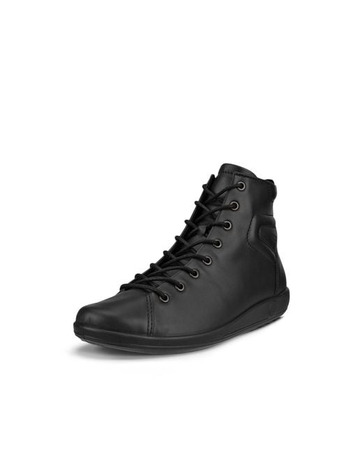 Ecco Black Soft 2.0-Damen High-Top Sneaker Aus Leder