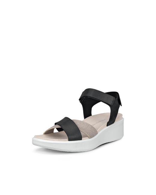 Ecco White Flowt Wedge Lx