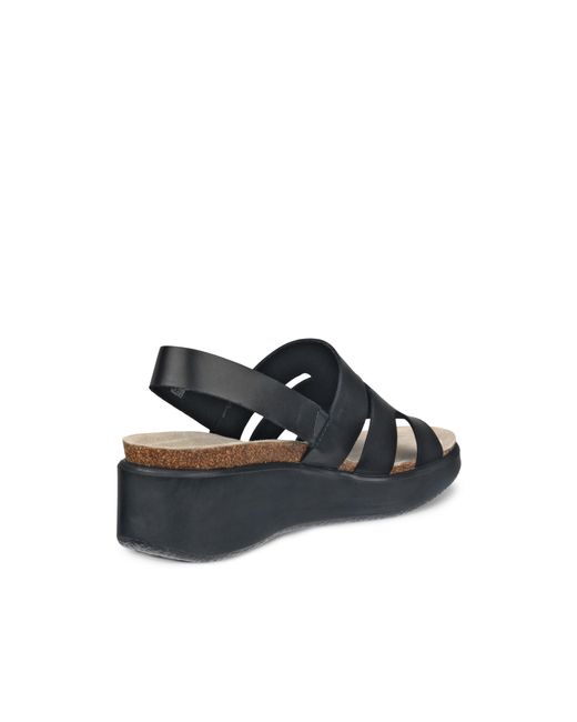 Ecco Black Flowt Wedge Cork