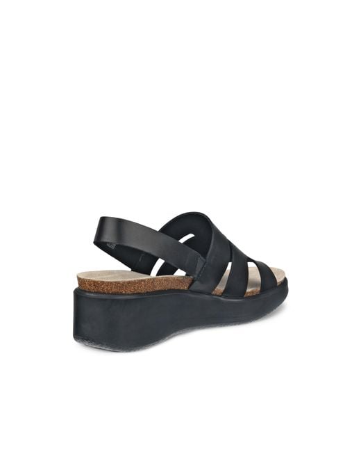 Ecco Black Flowt Wedge Cork