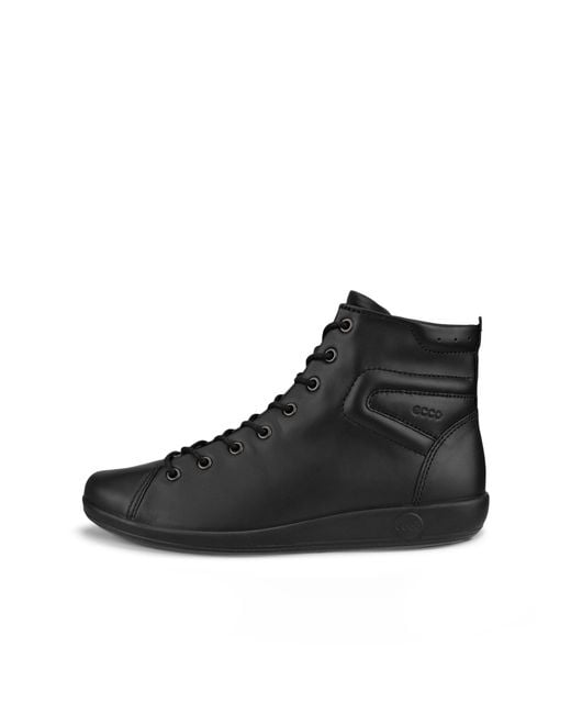 Ecco Black Soft 2.0-Damen High-Top Sneaker Aus Leder
