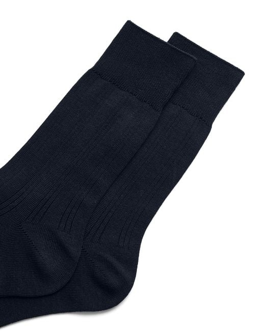 Ecco Blue Classic Ribbed Mid-Cut Socks for men