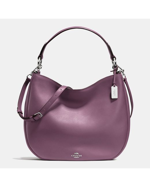 COACH Purple Nomad Hobo In Glovetanned Leather