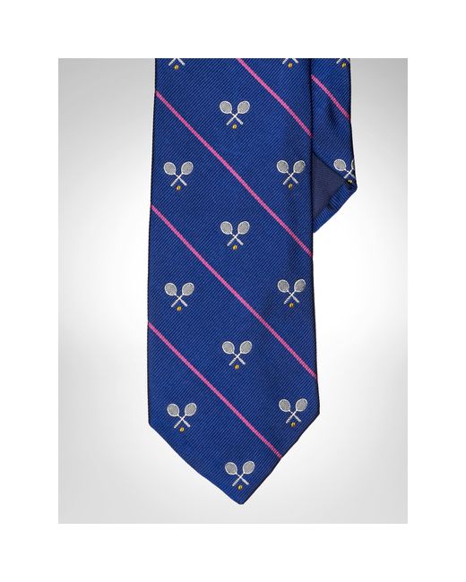 Polo Ralph Lauren Blue Tennis Silk Club Narrow Tie for men