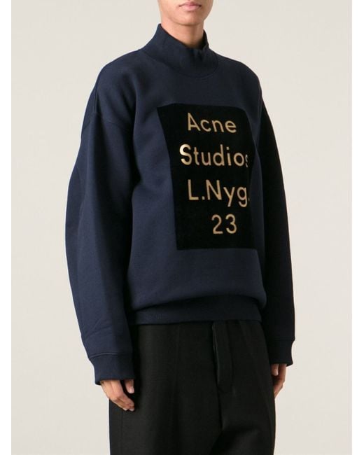 acne beta flock ネイビー スウェット Acne Studios Beta Flock Sweater in Blue | Lyst