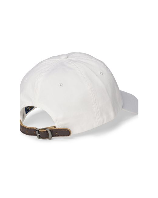 Polo Ralph Lauren Embroidered Chino Baseball Cap in White for Men | Lyst