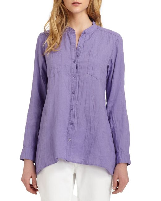 Eileen Fisher Irish Linen Tunic in Purple | Lyst