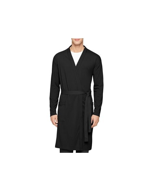 Calvin Klein Cotton Modal Robe in Black for Men | Lyst