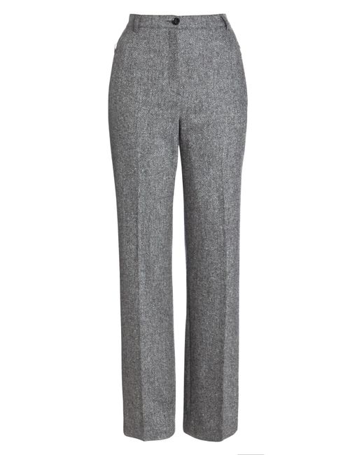 Karen Herringbone Straight Leg Trousers 