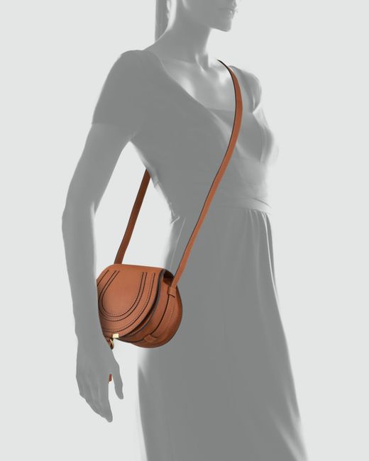 Chlo Marcie Small Leather Cross-Body Bag in Brown (TAN) | Lyst  