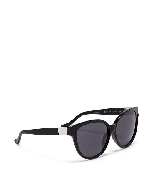 The Row X Linda Farrow Leather Temple Cat Eye Sunglasses in Black