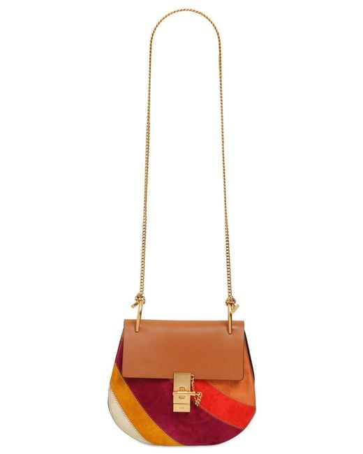 New Chlo Drew Bag in Suede Calfskin Rainbow Patchwork Smooth ...