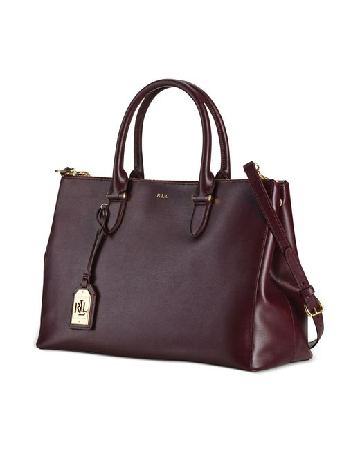 Lauren by Ralph Lauren Newbury Double Zip Satchel in Purple | Lyst