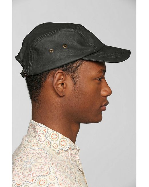 Zanerobe Black Leather 5-Panel Hat for 