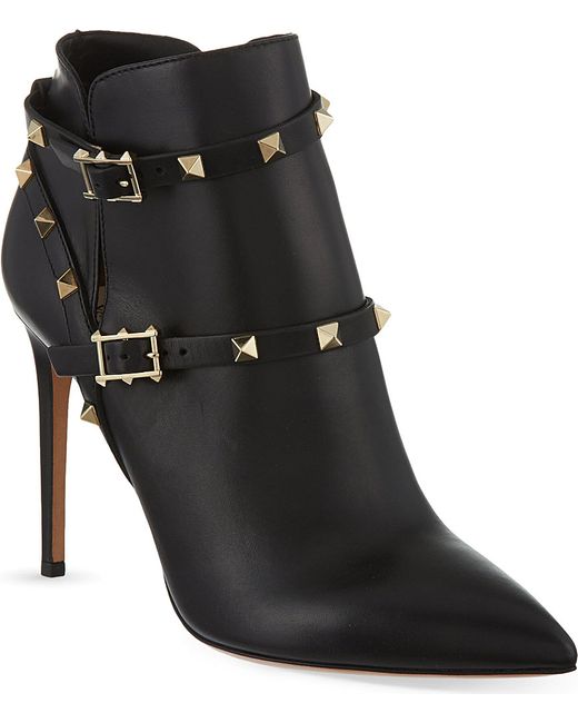 valentino black rockstud ankle boots