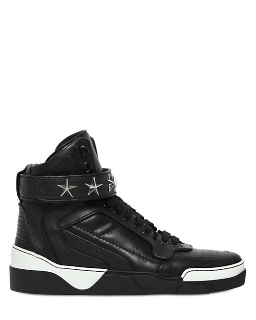Givenchy Black Tyson Leather High Top Sneakers for men