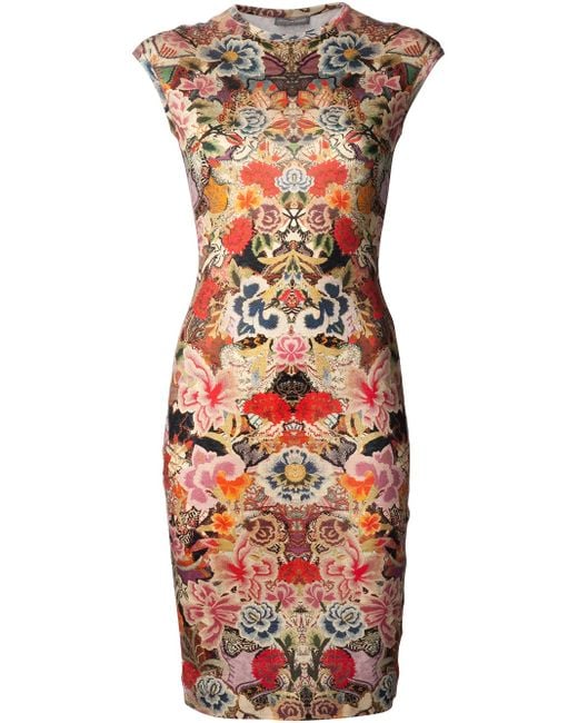 Alexander McQueen Multicolor Floral Print Dress