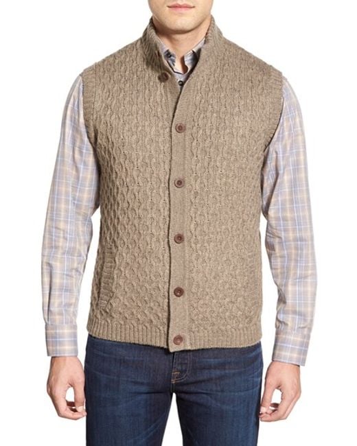 Download Robert talbott Mock Neck Button Front Sweater Vest in ...