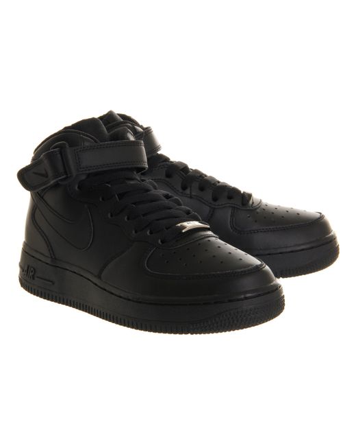 Nike Air Force Mid '07 Leather High-top Sneakers in Black - Save 53% | Lyst