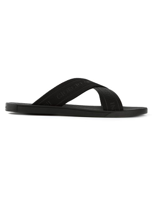 Giorgio Armani Black Crossover Sandal for men