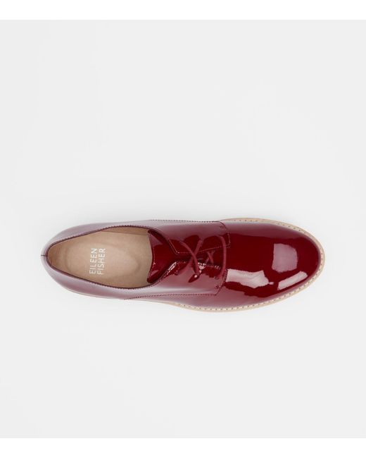 Eileen Fisher Eddy Patent Leather Platform Oxford in Burgundy (Red) - Lyst