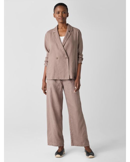 Eileen Fisher Natural Organic Linen Double-breasted Blazer