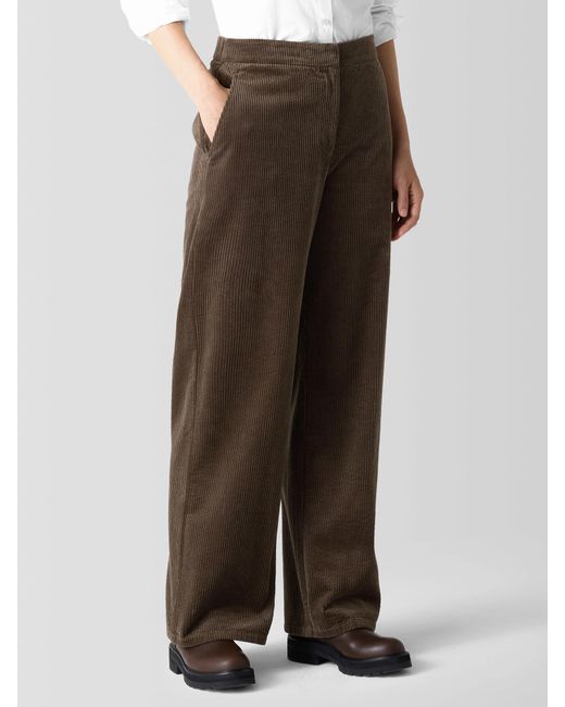 Eileen Fisher Brown Organic Cotton Corduroy Wide-leg Pant