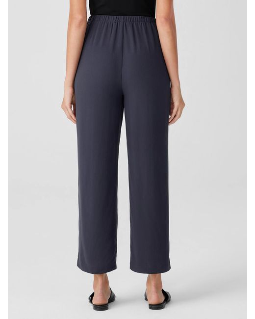 Eileen Fisher Blue Silk Georgette Crepe Straight Pant