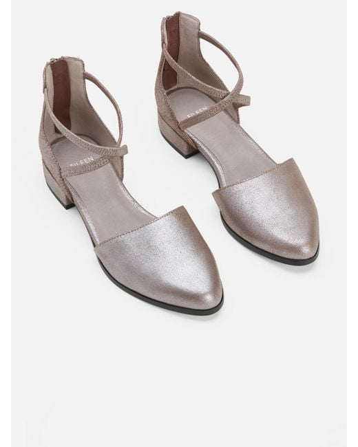 Eileen Fisher Metallic Lyton Suede Ankle Strap Flat