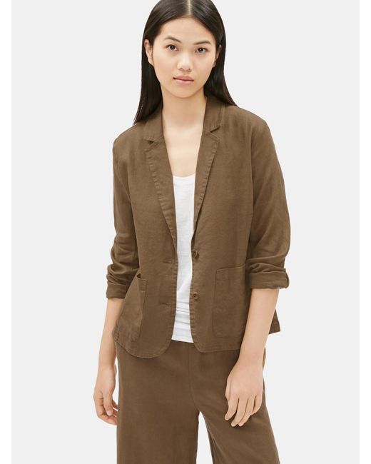 Eileen Fisher Natural Organic Linen Notch Collar Blazer