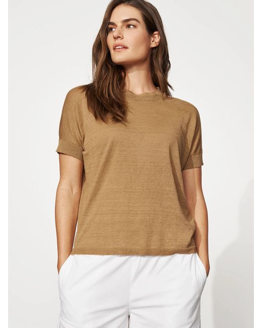 Eileen Fisher Women's Natural Organic Linen Cotton Crew Neck Top