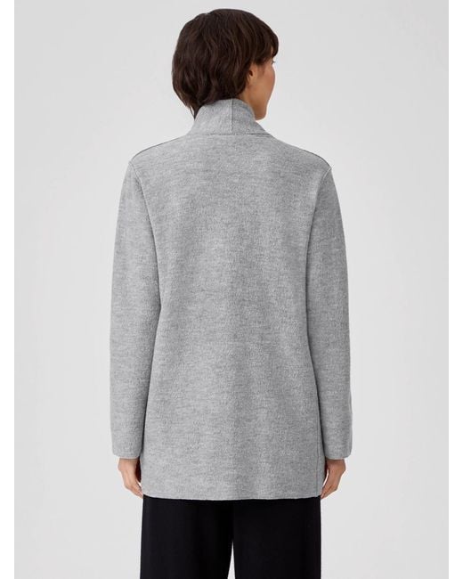 Eileen Fisher Gray Lightweight Boiled Wool Jacket In Responsible Wool