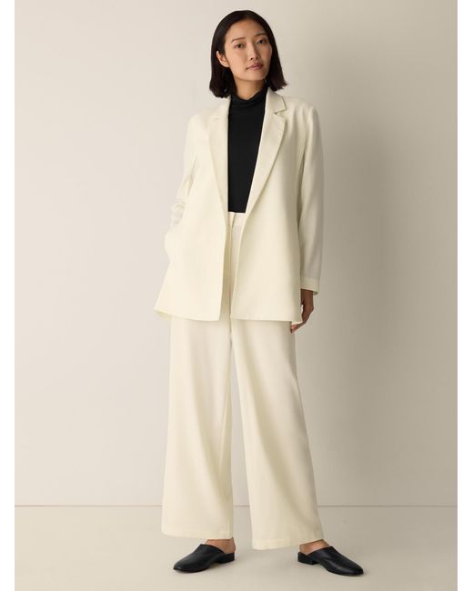 Eileen Fisher Natural Stretch Wool Crepe Long Blazer