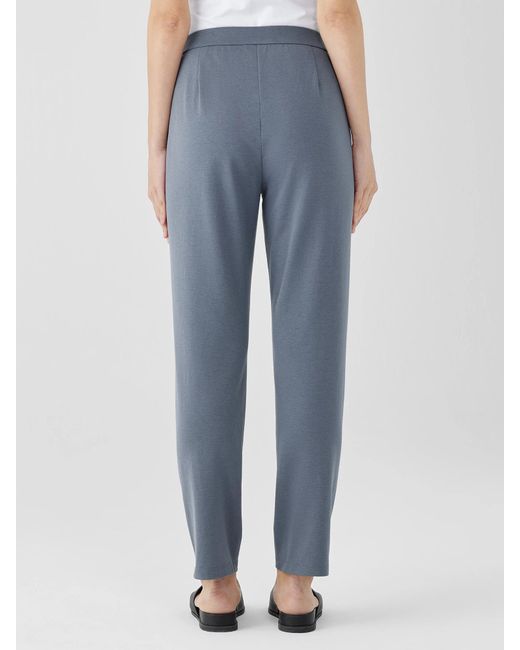 Eileen Fisher Blue Cotton Blend Ponte High-waisted Slim Pant