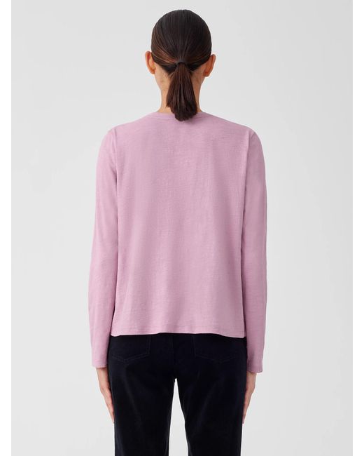 Eileen Fisher Pink Organic Cotton Slub V-neck Top