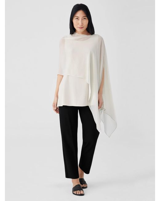 Eileen Fisher White Sheer Silk Georgette Wrap