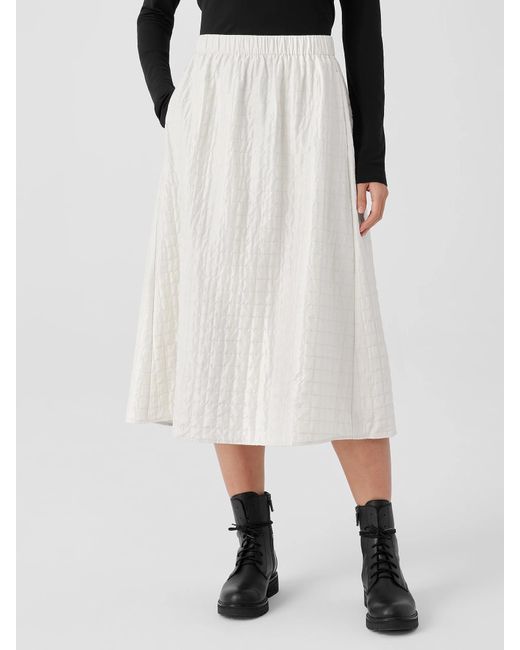 Eileen Fisher Natural Silk Habutai Quilted A-line Skirt