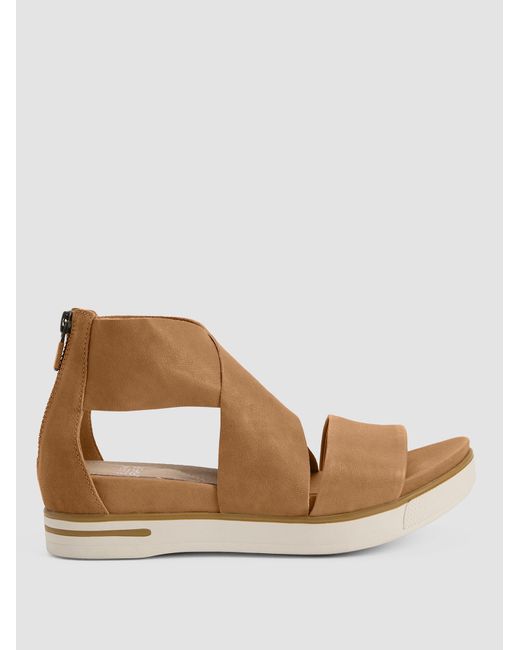 Eileen Fisher Natural Sport Tumbled Leather Sneaker Sandal
