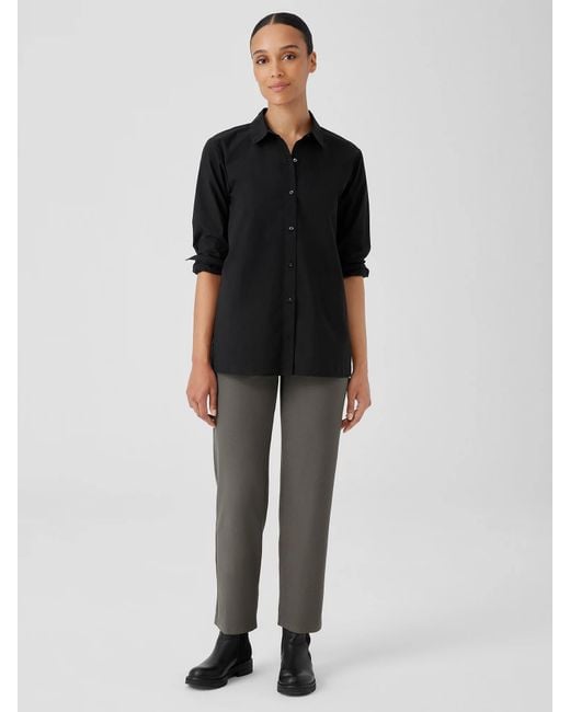 Eileen Fisher Black Washable Stretch Crepe Straight Pant