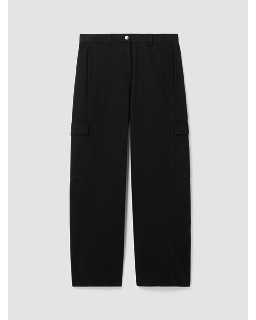 Eileen Fisher Black Garment-dyed Utility Cotton Cargo Pant