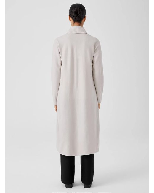 Eileen Fisher White Boiled Wool Jersey High Collar Jacket